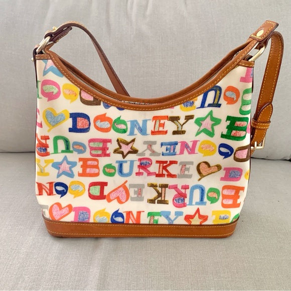 DOONEY & BOURKE Rainbow Lettering Pebble Grain Leather Hobo Bag - Picture 2 of 15